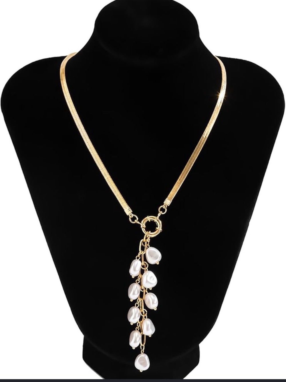 Gold Pearl Drop Y Necklace - Women Jewelry